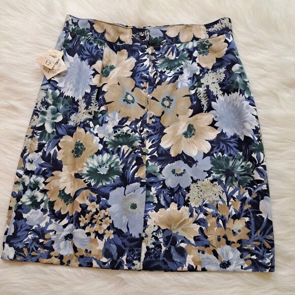 Paris Sport Club Floral Cotton Vintage Denim Skirt Size 12 - Picture 2 of 9